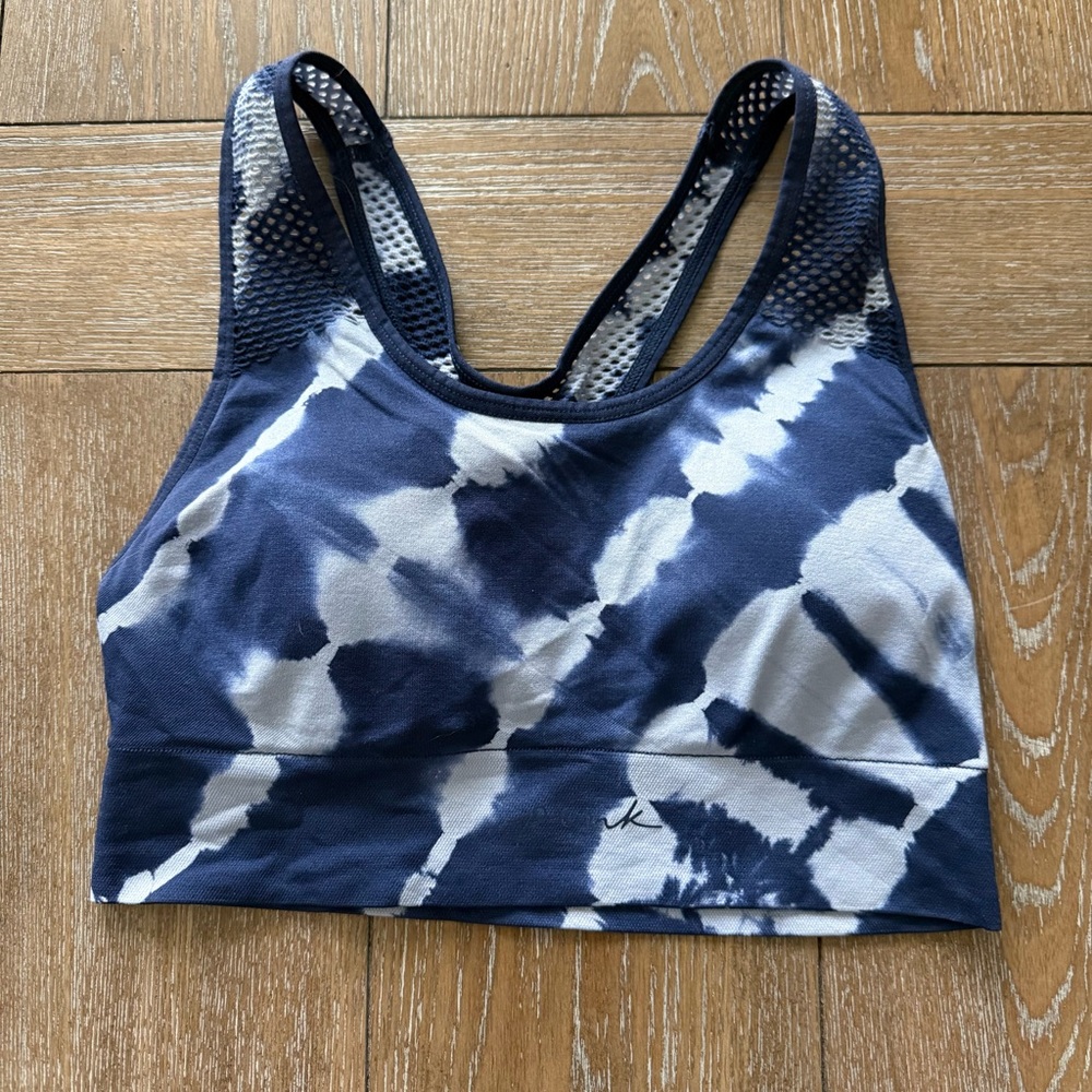 PINK Victoria's Secret Blue and White Sports Bra Tie-Dye
